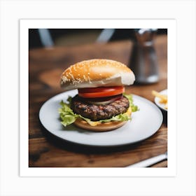 Hamburger On A Plate 201 Art Print