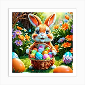 Easter Bunny With Basket 4 Art Print