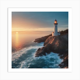 Sunset Lighthouse Art Print