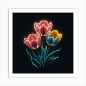 Neon Tulips Art Print