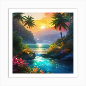 Tropical Landscape Painting 2 Art Print