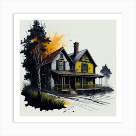 Colored House Ink Painting (139) Art Print