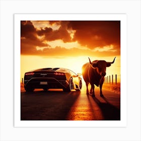 Sunset Lamborghini Art Print