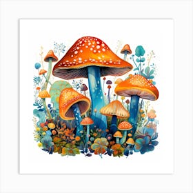 Mushrooms In The Forest 63 Art Print