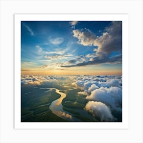 Cumulus Clouds Dominating A Scenic Cloudscape Cascading Into A Deep Azure Sky Edges Of Clouds Dus (5) Art Print