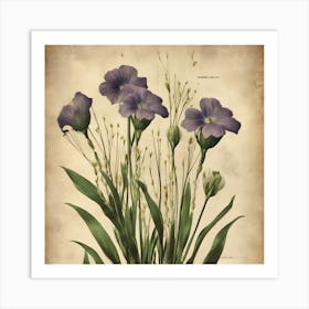 Flax3 Floral Botanical Vintage Poster Flower 2 Art Print