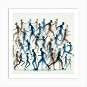 Silhouettes Of People Running 1 Art Print