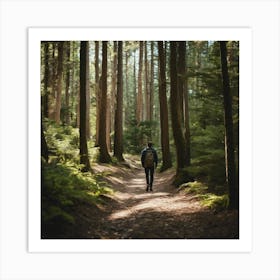 Man Walking In The Forest Art Print