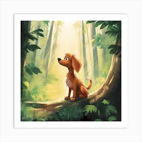 Dog In The Forest Art Print