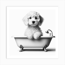 Puppy In A Bathtub Art Print