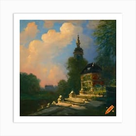 Craiyon 221411 Monet Neoclassicism Dresden Landscape House On Stairs And Altans Lovely Sky Nordic Li 1 Art Print