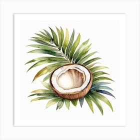 Coconut on Palm leaf 4 Art Print