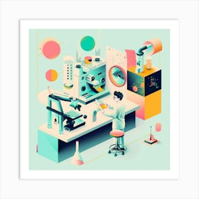 Illustration Of A Scientist Art Print