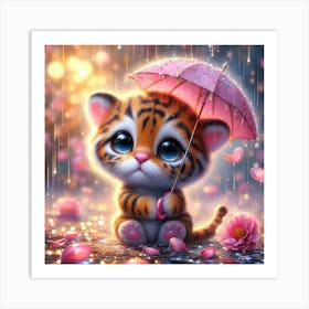 Tiger With Umbrella Art Print