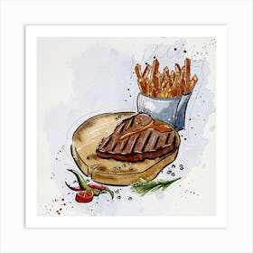 Steak And Fries Art Print