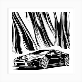 Black On White Car Vector (97) Art Print