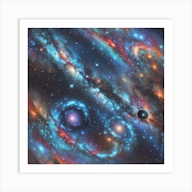 Overhead View Of A Blue Galaxy Floating Through Space Art Print