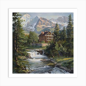 House By The Stream Art Print