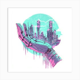 Futuristic Hand.Generated AI. Wall Art Print 2 Art Print