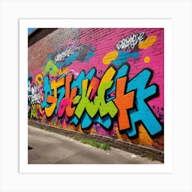 Brick Wall Chronicles: Urban Graffiti Style Art Print