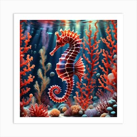 Seahorse Underwater Art Print