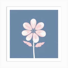 A White And Pink Flower In Minimalist Style Square Composition 611 Art Print