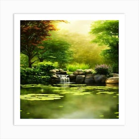 Pond In The Forest Art Print