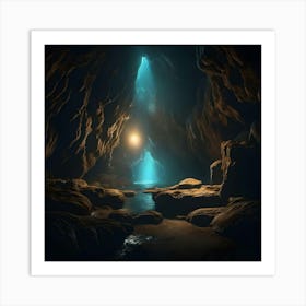 Cave With Light Art Print