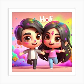 Holi Couple 9 Art Print