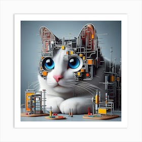 Cat In A Machine 1 Art Print