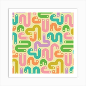 JELLY BEANS Squiggly New Wave Postmodern Abstract 1980s Geometric with Dots in Bright Summer Colors on Cream Art Print