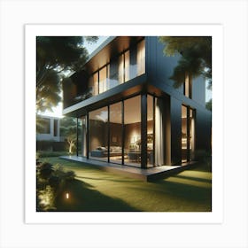 Modern House In The Garden Art Print