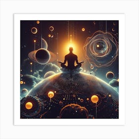 Meditation Man In Space Art Print