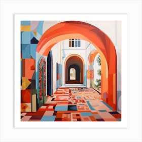 Bohemian Contemporary Art Print - Tropical Tiles & Colourful Archways Art Print