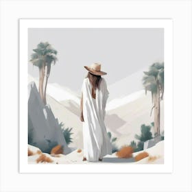 Woman In The Desert Art Print