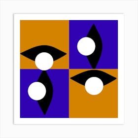 Blue and Yellow Checkered Eye 1 Art Print