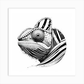 Chameleon Head - Abstract Line Art Illustration 222 Art Print