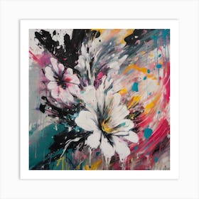 Flower Graffiti Abstract Paint Chaos Color Burst 5 Art Print