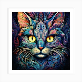 Psychedelic Cat 2 Art Print