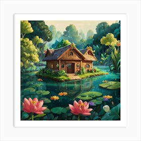 House In The Pond Art Print