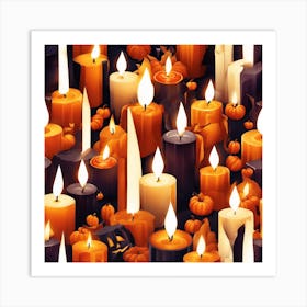 Halloween Candles Seamless Pattern 3 Art Print