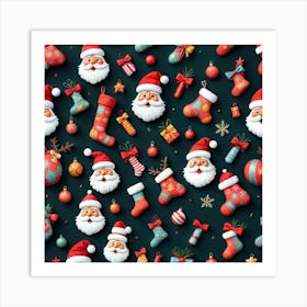 A Festive Tapestry Santa And Christmas Cheer Art Print