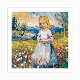 Little Girl In A Field Art Print