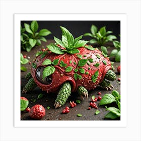 Strawberry Tortoise Art Print