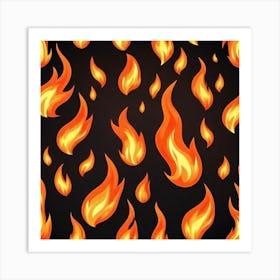 Flames On Black Background 60 Art Print