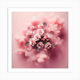 Pink Roses In The Clouds Art Print