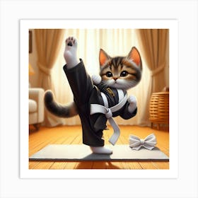 Karate Cat 4 Art Print