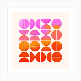 Playful Gradient Pink And Orange Circles Art Print