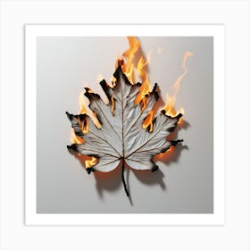 Maple Leaf On Fire Art Print