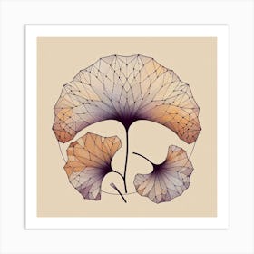 Geometric Art Tropical leaves of ginkgo biloba 3 Art Print